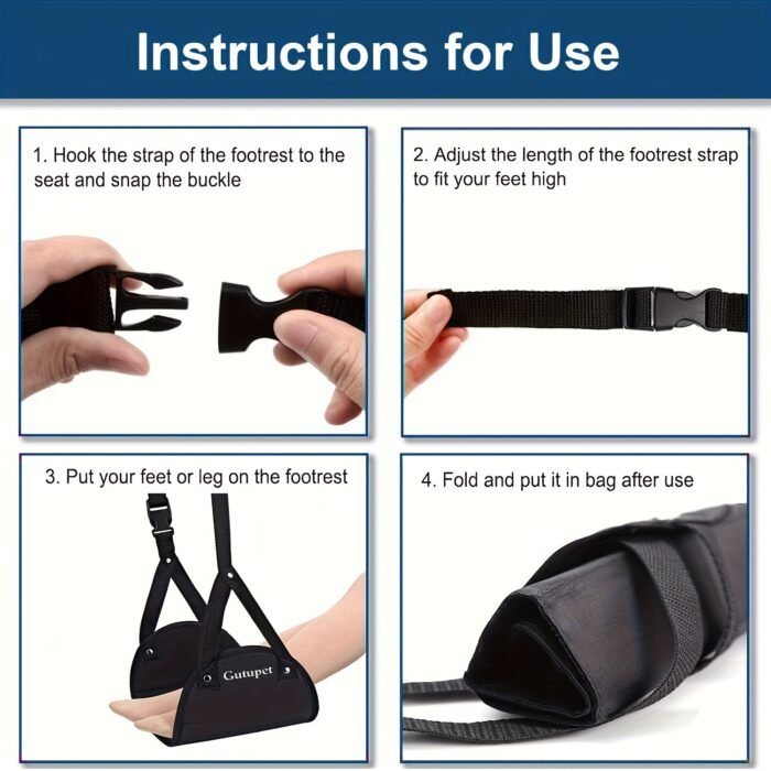 A Foot Hammock For Airplanes, Footrest, Travel Footrest For Flights, Hanging Leg Hammock With Straps, Portable Travel Accessory, Adjustable Height For Use In Planes, Trains, And Offices. - Image 7