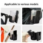 2-In-1 Stroller Cup Holder With Phone Mount, Bottle & Water Cup Rack For Trolley And Bicycle, Durable Abs Material, Black, Secure Dual-Function Design For Parents On The Go - Image 6