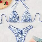 Ethnic Style Crisscross Floral Bikini