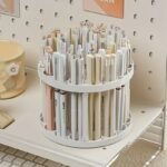 360? Rotating Brush Holder - Glazed Plastic Insert Stand, Suitable For Art Brushes, Pens, Makeup Tools - Space-Saving White Desktop Accessory - Image 6