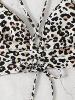 Chic Leopard Print Bikini Top For Women - High Stretch, Cross-Back Design, Machine Washable - Image 9