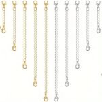 10Pcs Golden Silvery Chain Extender For Necklace, Copper Alloy Bracelet Chain Extender For Women S Bangle Anklet For Jewelry Making 5.08Cm 7.62Cm 10.16Cm 12.7Cm 12.7Cm 15.24Cm