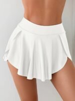Chic Solid Color Swim Skirt For Women - High Stretch, Non-Transparent Nylon & Elastane Blend, Perfect For Beach Vacations - Image 4