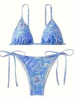 2024 New Bikini Swimsuit: Sexy Three-Point Design With Print For Hot S - Perfect For Spa And Vacation, Halter Bikini Sets For Women, Metallic Bikini, Top De Bikini Taille Plus, Bikini Plus Size, Padded Bikini Top Push Up - Image 4