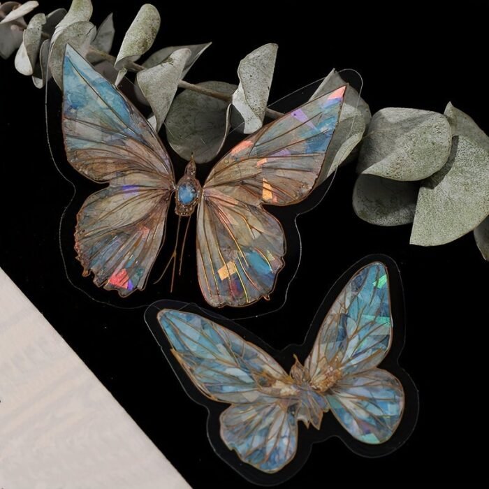 1 Pack/20Pcs, Pink Crystal Butterfly Three-Dimensional Butterfly Hand Account Diy Decorative Stickers Junk Journal Decor Supplies, Diy Junk Journal Decoration Label Stickers, Party Favor - Image 6