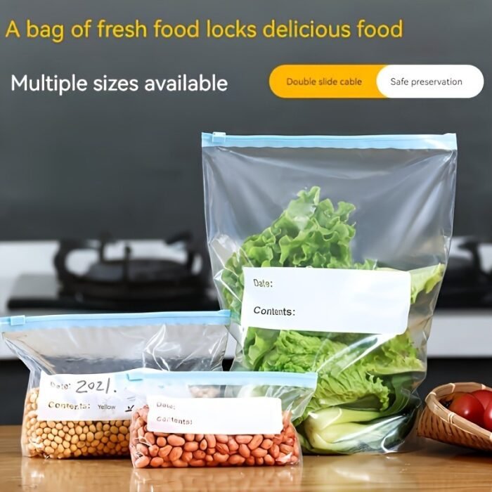 20/15/10Pcs Storage Bags, Zippered Fresh-Keeping Bag, Food Sorting Storage Bag, Food Preservation Sealed Bag, For Fruit, Grain, Vegetable And Meat, Kitchen Organizers And Storage, Kitchen Accessories - Image 9