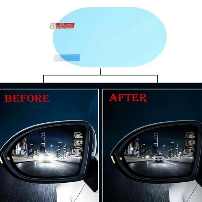 2-Pack Pvc Anti-Fog Mirror Protective Film Stickers, Waterproof Rainproof Clear Vision Shield For Vehicle Side Mirrors, Auto Exterior Accessory - Image 6