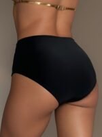 1Pc Women'S High-Waisted Sexy Bikini Bottoms, Solid Color Polyamide Knit Fabric With Side Frill Detail, High Stretch Swimwear - Image 3