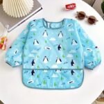 1Pc Waterproof Bib With Hood, Adjustable Snap Closure, Polyester Fiber, Unisex Feeding Apron, Easy Clean - Image 3