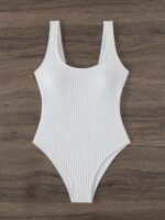 New Style Solid Color Conservative U-Neck Women'S Fashionable One-Piece Swimsuit - Image 8