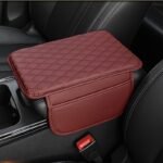 1Pc Pu Leather Car Armrest Pad With Quilted Design, Elbow Support & Storage Pocket - Red, Scratch-Resistant Protective Cushion For Comfortable Driving - Image 7