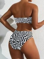 25Ss Midsummer Trend Metal Jewelry Fashion Print Bikini Strapless Pool Beach Vacation Women'S Bikini Set - Image 3