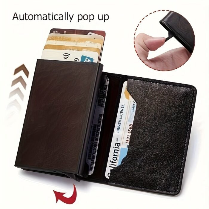 1 Ultra-Thin Rfid-Blocking Men'S Wallet - Business-Style Aluminum Alloy Card Holder With Safe Black Faux Leather, Lightweight Multi-Functional Coin Purse For Travel, Camping & Daily Use - Image 10