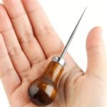 1Pc Wooden Handle Metal Gourd Awl - Professional Leathercraft Stitching Punch Tool - Craft Diy Leatherworking Accessory - Image 2