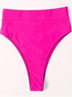 High Waist Tummy Control Swim Briefs, Plain Black High Stretch Bikini Bottoms, Women'S Swimwear & Clothing - Image 9