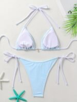 New Multi-Color Bikini 2024 Summer Tie-Up Halter Neck Sexy Triangle Swimsuit For Women - Image 9