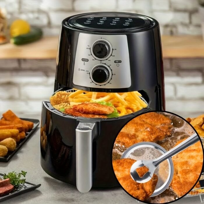 1Pc Shaon Stainless Steel Frying Oil Filter Clamp With Fine Mesh Screen - High-Temp Resistant Oil Scoop & Food Clamp For Frying, Dumplings, Spring Rolls - Durable Kitchen Tool For Hot Oil Drainage & Safe Cooking, Ergonomic Handle, Sturdy Construction, Professional Chefs - Image 9
