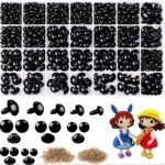 1000Pcs/200Pcs/100Pcs Colorful Safe Eyes And Noses Crochet, Black Plastic Safety Eye, Pad Circle, Plush Animal Handmade Doll Eyes, Diy Accessories, Amigurumi'S Safety Eye, Various Sizes