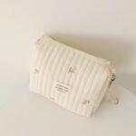 1Pc Embroidered Diaper Clutch Bag Embroidered Diaper Clutch Bag For Strollers, Polyester Quilted Organizer Pouch With Zipper, Cute Floral Design, For Ages 14+ - Image 3