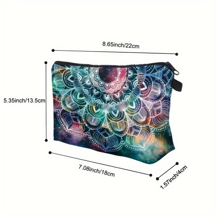 3D Galaxy Mandalora Makeup Pouch - Vibrant Cosmic Pattern Polyester Cosmetic Bag With Zipper, Portable Organizer For Travel & Gifts, Ideal For Holidays, Travel Organizer|Vibrant Cosmic Design|Zippered Pouch, Makeup Pouches - Image 4