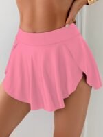 Chic Solid Color Swim Skirt For Women - High Stretch, Non-Transparent Nylon & Elastane Blend, Perfect For Beach Vacations - Image 2