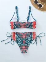 2-Piece Tie-Dyed Crisscross Backless Cheeky Bikini And Beach Skirt - Image 2
