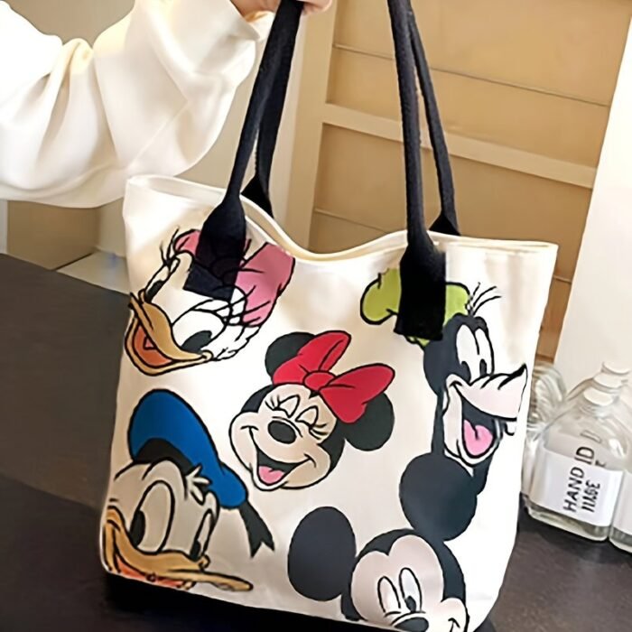 Mickey & Minnie Mouse Large Tote Bag - Colorful Cartoon Design, Spacious Zipper Closure Shoulder Bag For Women, Durable With Reinforced Edges, Hand Washable For Shopping, Travel & Daily Use, Sturdy Handles, Bag - Image 7