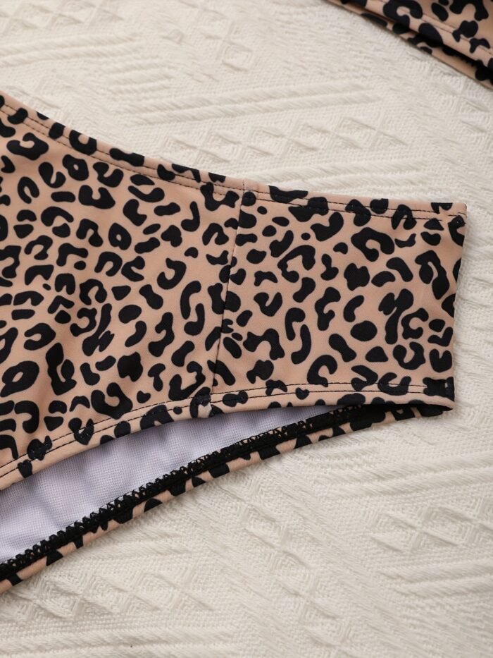 Leopard Print Bandeau Strapless Chic Sexy Style 2 Piece Set Bikini Swimsuits, Women'S Swimwear & Clothing - Image 3