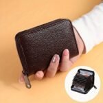 1Pc Casual Accordion Wallet, Faux Leather, Small, With Zipper, 20 Card Slots, For Women Or Men - Image 5