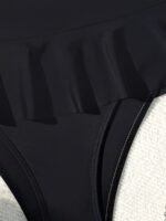 Chic High-Waist Ruffle Bikini Swim Shorts For Women - Summer Beach Fashion, Solid Color, Stretchy Polyester Blend - Image 5