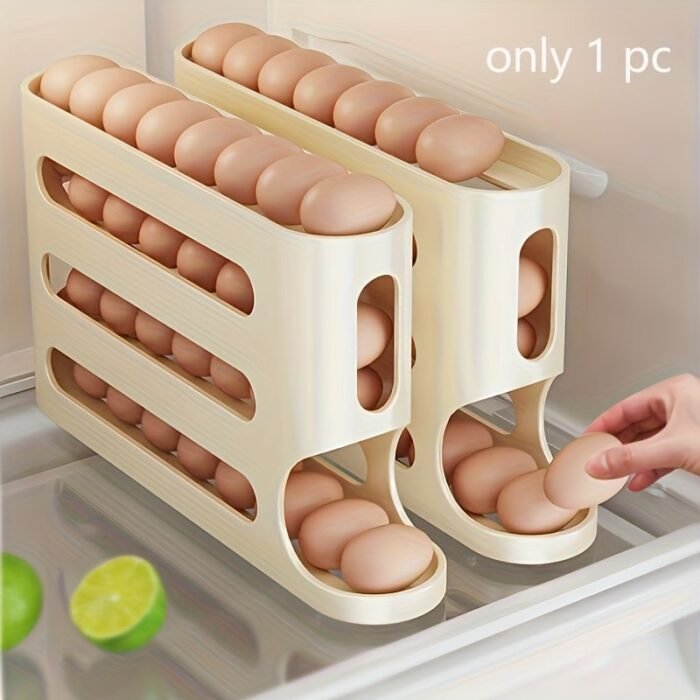1Pc Space-Saving Egg Storage Organizer With Automatic Rolling Eggs - Heavy-Duty Refrigerator Egg Box, No Assembly Needed, Fits Side Door/Shelf - Ideal For Home, Kitchen, Or Commercial Use, Kitchen Organization, Compact Design, Sturdy Construction, Busy Households - Image 12