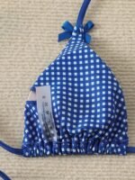 Blue And White Plaid Bikini With Bow Decoration And Triangle Top Sexy Vacation Two-Piece Swimsuit - Image 4