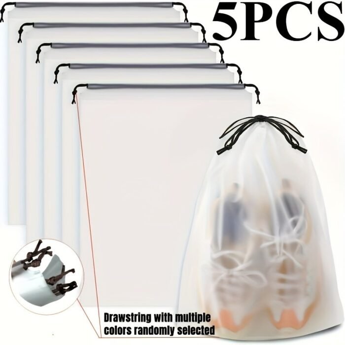 5Pcs/Set, Travel Shoes Storage Bag, Portable Shoes Packing Bag, Clear Shoes Pouch & Organizer - Image 1