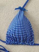 Blue And White Plaid Bikini With Bow Decoration And Triangle Top Sexy Vacation Two-Piece Swimsuit - Image 5