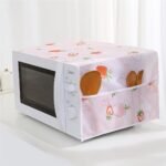 1Pc Strawberry & Heart Pattern Pvc Microwave Dust Cover - Waterproof & Oil-Proof, Pink And White With Pocket Detail, Home Appliance Protector, Microwave Cover - Image 2