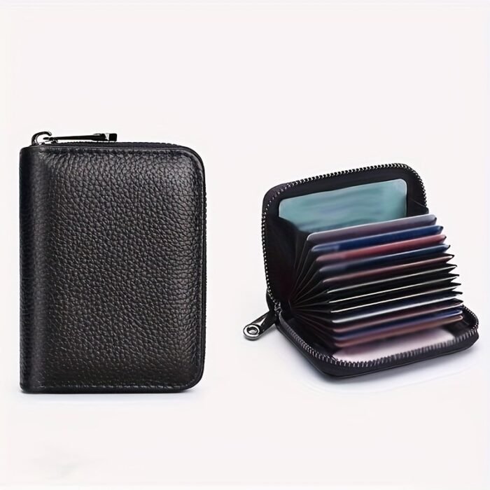 Men'S Stylish Black Wallet With Zippered Coin Compartment - Perfect For Organizing And Protecting Your Essentials, Ideal For Daily Commute, Secure Travel Wallet|Minimalist Wallet|Zippered Closure, Small Wallet - Image 2