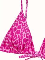 European And American New Leopard Print Triangle Cup Bikini Women'S Sexy Beach Swimsuit Top Adjustable Drawstring Swimsuit - Image 5