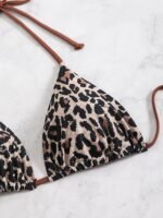 Leopard Print Triangle Halter Tie Strap Backless Sexy Bikini Top, Women'S Swimwear & Clothing - Image 3