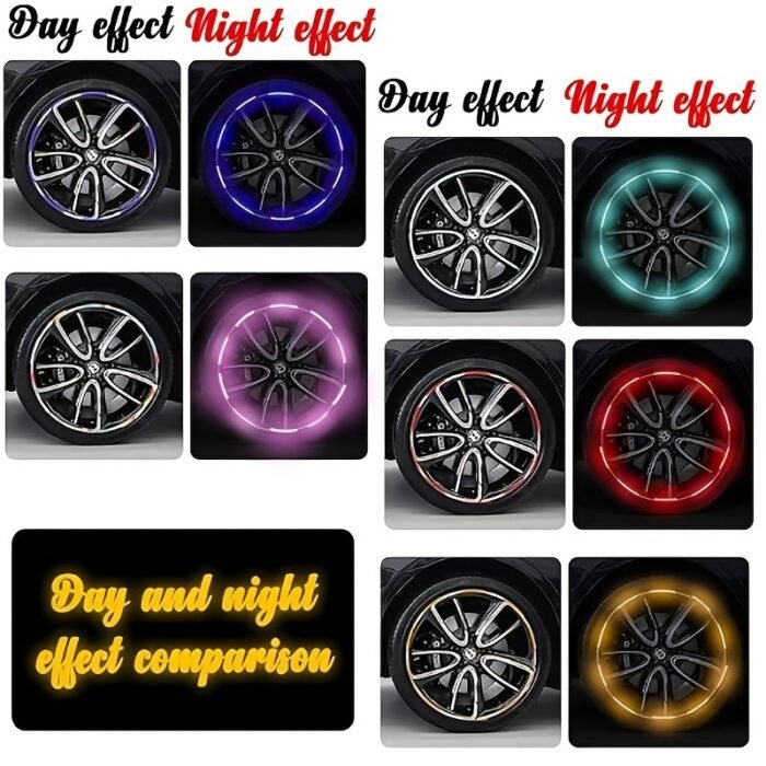 20-Pack Reflective Wheel Rim Stickers, Luminous Safety Decals For Cars, Motorcycles, And Bicycles, Durable Pet Material, Waterproof, Easy To Apply - Image 8