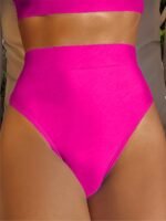 High Waist Tummy Control Swim Briefs, Plain Black High Stretch Bikini Bottoms, Women'S Swimwear & Clothing - Image 3