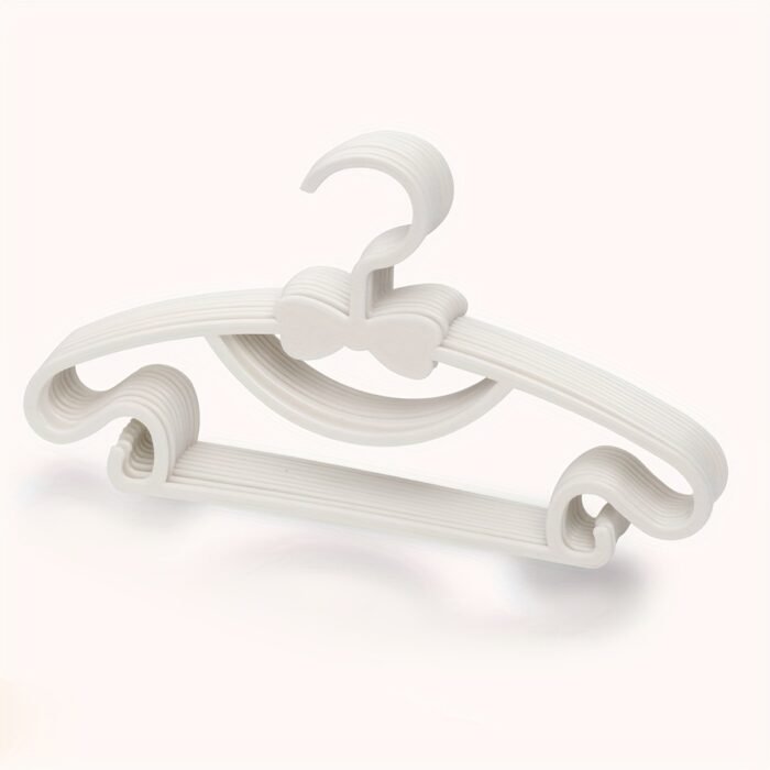 10Pcs Adorable White Bowknot Clothes Hangers - Lightweight, Durable Plastic, Heart & Mustache Design For Efficient Storage Of & Outfits, Accessories - Image 1