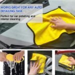 Ultra-Soft Double-Layer Thick Coral Fleece Car Wash Towel - Highly Absorbent, Lint-Free, Yellow & Gray With "Soft" & "No Harm To Car Paint" Messages, Ideal For Auto Detailing & Cleaning - Image 4