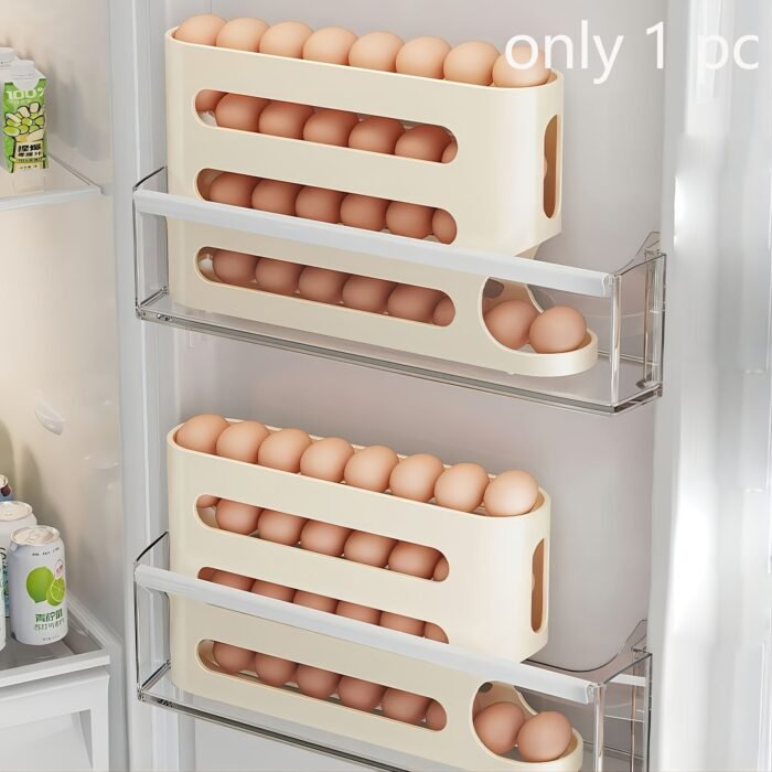 1Pc Space-Saving Egg Storage Organizer With Automatic Rolling Eggs - Heavy-Duty Refrigerator Egg Box, No Assembly Needed, Fits Side Door/Shelf - Ideal For Home, Kitchen, Or Commercial Use, Kitchen Organization, Compact Design, Sturdy Construction, Busy Households - Image 17