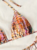 Animal Skin Print 2 Piece Set Bikini, Halter V Neck Tie Back Backless High Cut Tie Side Swimsuits, Women'S Swimwear & Clothing Triangle Top - Image 4