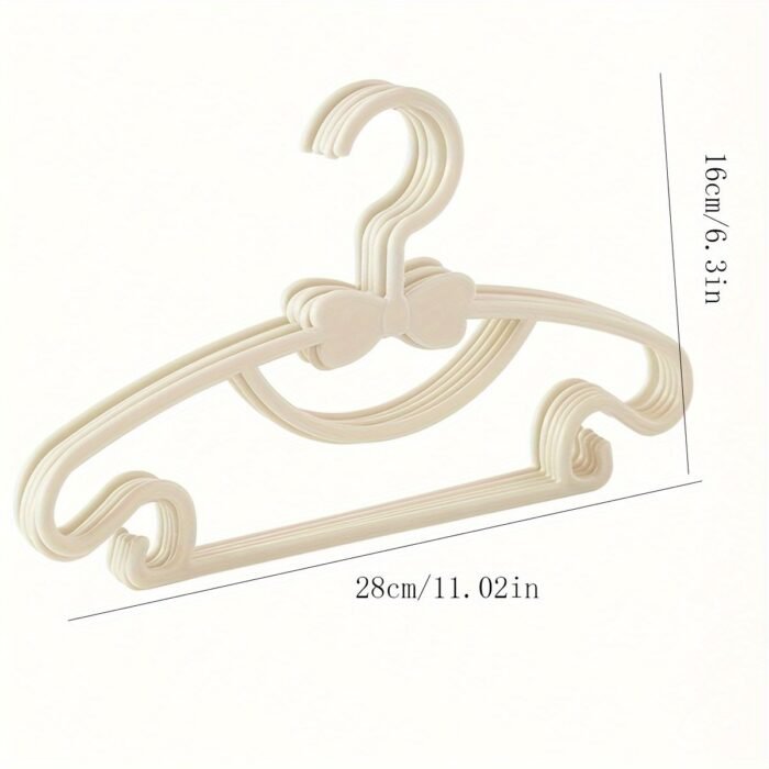 10Pcs Adorable White Bowknot Clothes Hangers - Lightweight, Durable Plastic, Heart & Mustache Design For Efficient Storage Of & Outfits, Accessories - Image 2