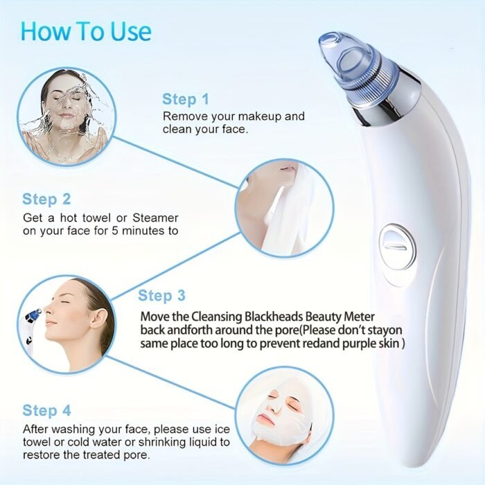 Genai Blackhead Clean Beauty Meter - Portable Facial Pore Cleaner With 4 Probes, Gentle And Safe Cleansing For Men And Women, Battery-Operated (Batteries Not Included) - Image 7