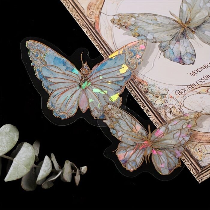1 Pack/20Pcs, Pink Crystal Butterfly Three-Dimensional Butterfly Hand Account Diy Decorative Stickers Junk Journal Decor Supplies, Diy Junk Journal Decoration Label Stickers, Party Favor - Image 11