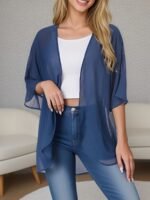Large Size Women'S Casual Kimono Cardigan Smock Chiffon Material Quick-Drying Fabric Can Be Worn In Multiple Seasons Suitable For A Variety Of Occasions A Variety Of Colors - Image 7