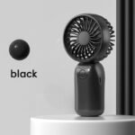 1Pc Portable Mini Fan With 500Mah Rechargeable Lithium Battery, 3-Speed Usb Charging, And Hanging Lanyard - Compact Handheld Design For On-The-Go Cooling - Black & White Options, Summer Essential | Sleek Handheld Fan | Lightweight Fan - Image 7