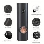 1Pc/2Pcs Intelligent Sensing Electric Grinder, Electric Salt And Pepper Grinder, Automatic Black Pepper Grinder, White Pepper Grinder, Convenient, Durable And High-Looking Electric Grinder, Suitable For Home Kitchen, Parties And Dinners - Image 10